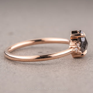 .93 Carat Salt and Pepper Pear Diamond Engagement Ring, Quinn Setting, 14k Rose Gold