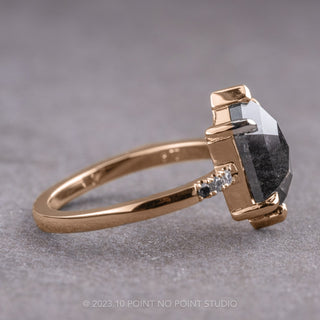 2.69 Carat Black Speckled Hexagon Diamond Engagement Ring, Ombre Sirena Setting, 14K Rose Gold