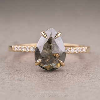 1.26 Carat Black Salt and Pepper Pear Diamond Engagement Ring, Jules Setting, 14K Rose Gold