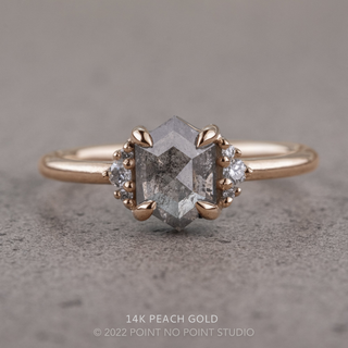 1.17 Carat Salt and Pepper Hexagon Diamond Engagement Ring, Charlotte Setting