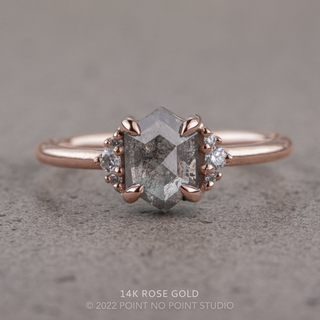 1.17 Carat Salt and Pepper Hexagon Diamond Engagement Ring, Charlotte Setting