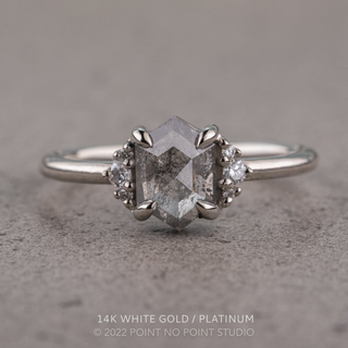 1.17 Carat Salt and Pepper Hexagon Diamond Engagement Ring, Charlotte Setting