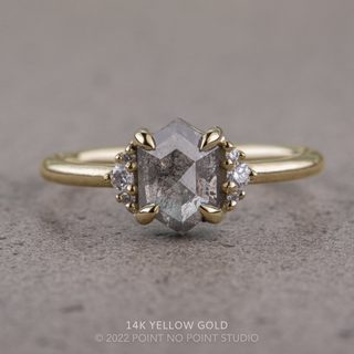 1.17 Carat Salt and Pepper Hexagon Diamond Engagement Ring, Charlotte Setting