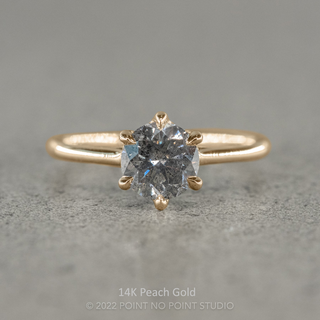 1.29 Carat Salt and Pepper Round Diamond Engagement Ring, Madeline Setting