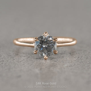 1.29 Carat Salt and Pepper Round Diamond Engagement Ring, Madeline Setting