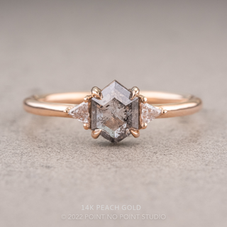 1.16 Carat Salt and Pepper Hexagon Diamond Engagement Ring, Zoe Setting