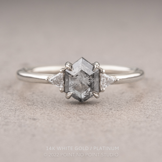 1.16 Carat Salt and Pepper Hexagon Diamond Engagement Ring, Zoe Setting