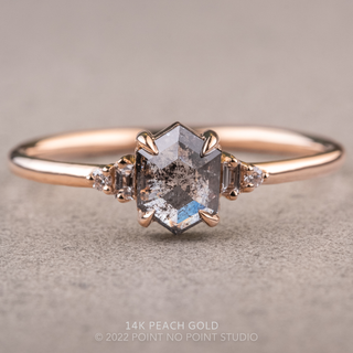 1.74 Carat Salt and Pepper Hexagon Diamond Engagement Ring, Betty Setting