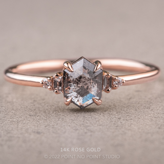1.74 Carat Salt and Pepper Hexagon Diamond Engagement Ring, Betty Setting