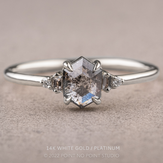 1.74 Carat Salt and Pepper Hexagon Diamond Engagement Ring, Betty Setting