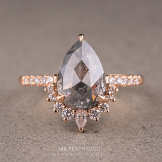 2.42 Carat Salt and Pepper Pear Diamond Engagement Ring, Avaline Setting