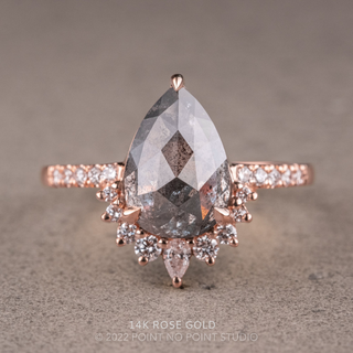 2.42 Carat Salt and Pepper Pear Diamond Engagement Ring, Avaline Setting