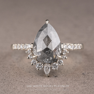 2.42 Carat Salt and Pepper Pear Diamond Engagement Ring, Avaline Setting