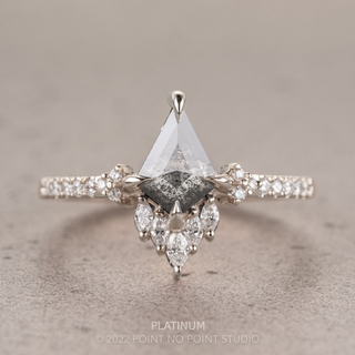 .91 Carat Salt and Pepper Kite Diamond Engagement Ring, Camila Setting