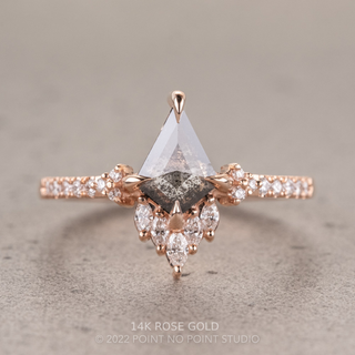.91 Carat Salt and Pepper Kite Diamond Engagement Ring, Camila Setting