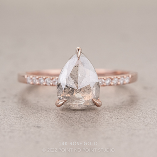 1.61 Carat Salt and Pepper Pear Diamond Engagement Ring, Basket Jules Setting
