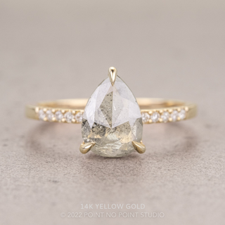 1.61 Carat Salt and Pepper Pear Diamond Engagement Ring, Basket Jules Setting