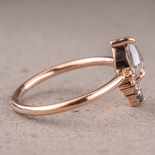 1.41 Carat Salt and Pepper Pear Diamond Engagement Ring, Ava Setting, 14K Rose Gold