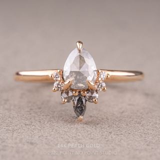 1.40 Carat Salt and Pepper Pear Diamond Engagement Ring, Ava Setting