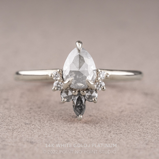 1.40 Carat Salt and Pepper Pear Diamond Engagement Ring, Ava Setting