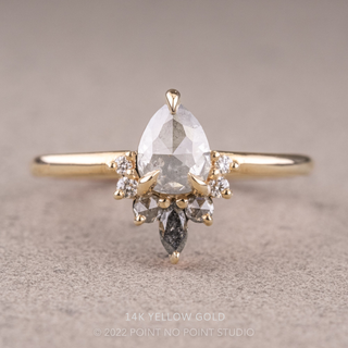 1.40 Carat Salt and Pepper Pear Diamond Engagement Ring, Ava Setting