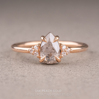 .96 Carat Salt and Pepper Pear Diamond Engagement Ring, Quinn Setting