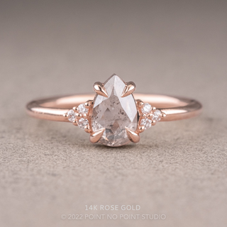 .96 Carat Salt and Pepper Pear Diamond Engagement Ring, Quinn Setting