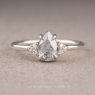 .96 Carat Salt and Pepper Pear Diamond Engagement Ring, Quinn Setting