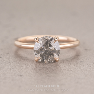 1.59 Carat Salt and Pepper Round Diamond Engagement Ring, Tulip Jane Setting