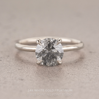 1.59 Carat Salt and Pepper Round Diamond Engagement Ring, Tulip Jane Setting