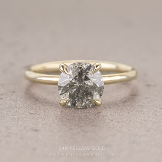 1.59 Carat Salt and Pepper Round Diamond Engagement Ring, Tulip Jane Setting