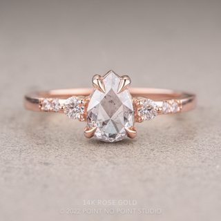 1.15 Carat Salt and Pepper Pear Diamond Engagement Ring, Eliza Setting