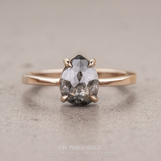 1.40 Carat Black Salt and Pepper Pear Diamond Engagement Ring, Jane Setting