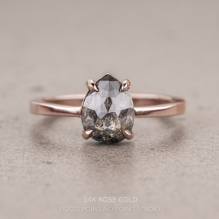 1.40 Carat Black Salt and Pepper Pear Diamond Engagement Ring, Jane Setting