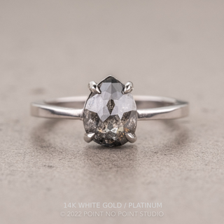1.40 Carat Black Salt and Pepper Pear Diamond Engagement Ring, Jane Setting
