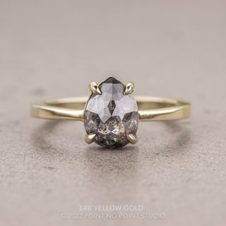 1.40 Carat Black Salt and Pepper Pear Diamond Engagement Ring, Jane Setting