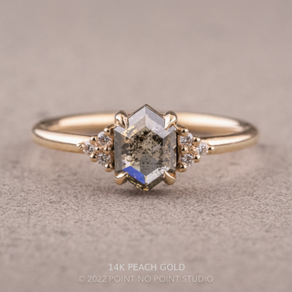 1.13 Carat Salt and Pepper Hexagon Diamond Engagement Ring, Quinn Setting