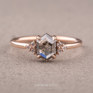 1.13 Carat Salt and Pepper Hexagon Diamond Engagement Ring, Quinn Setting