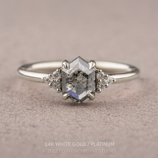 1.13 Carat Salt and Pepper Hexagon Diamond Engagement Ring, Quinn Setting
