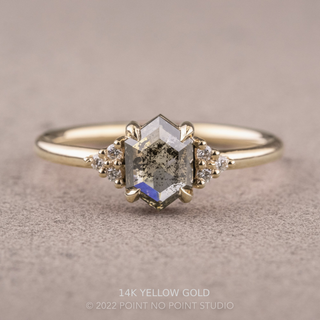 1.13 Carat Salt and Pepper Hexagon Diamond Engagement Ring, Quinn Setting