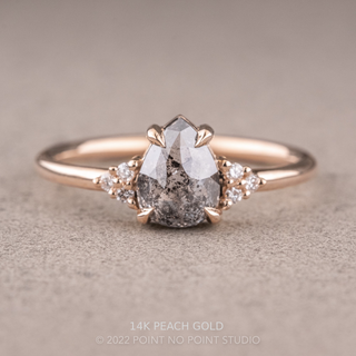 1.86 Carat Salt and Pepper Pear Diamond Engagement Ring, Quinn Setting