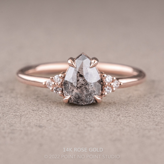 1.86 Carat Salt and Pepper Pear Diamond Engagement Ring, Quinn Setting