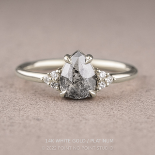 1.86 Carat Salt and Pepper Pear Diamond Engagement Ring, Quinn Setting