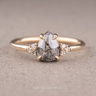 1.86 Carat Salt and Pepper Pear Diamond Engagement Ring, Quinn Setting