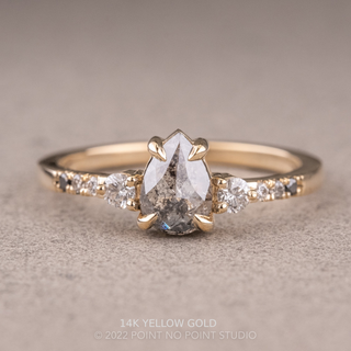 .98 Carat Salt and Pepper Pear Diamond Engagement Ring, Ombre Eliza Setting