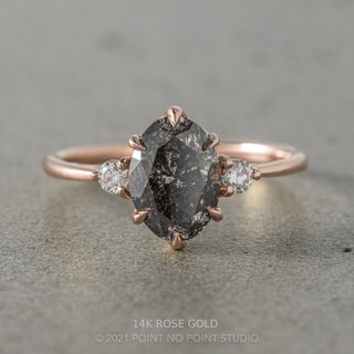 2.65 Carat Salt and Pepper Oval Diamond Engagement Ring, Madison Setting