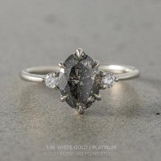 2.65 Carat Salt and Pepper Oval Diamond Engagement Ring, Madison Setting