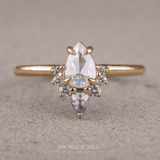 .91 Carat Salt and Pepper Pear Diamond Engagement Ring, Ava Setting, Point No Point Studio. Available in a variety of metal types. Eco-friendly, Recycled Metals, Conflict Free.