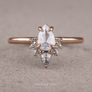 .91 Carat Salt and Pepper Pear Diamond Engagement Ring, Ava Setting, Point No Point Studio. Available in a variety of metal types. Eco-friendly, Recycled Metals, Conflict Free.