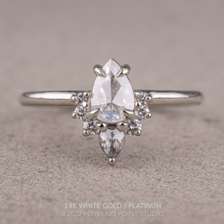 .91 Carat Salt and Pepper Pear Diamond Engagement Ring, Ava Setting, Point No Point Studio. Available in a variety of metal types. Eco-friendly, Recycled Metals, Conflict Free.